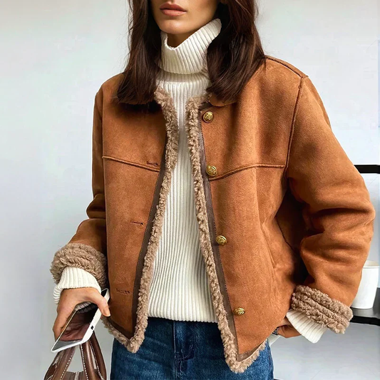 Buttoned Shearling Jacket